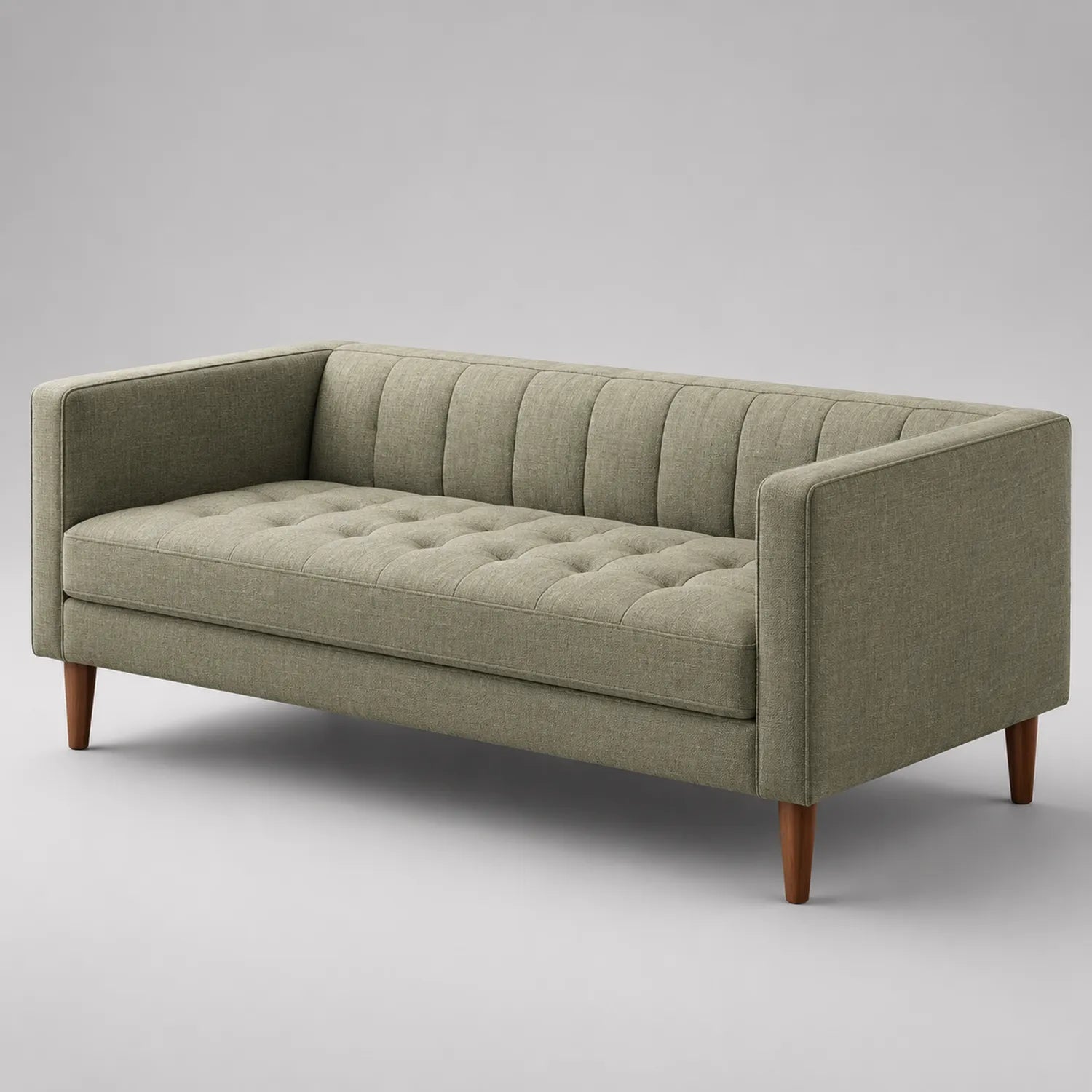 3-Sitzer Sofa Leinwand Olivgrün Holzfüße