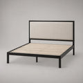 Metallbett mit Stoffkopfteil Schwarz/Beige 200x140 cm