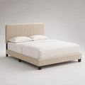 Stoffbett 160x200 cm mit Polsterkopfteil Beige