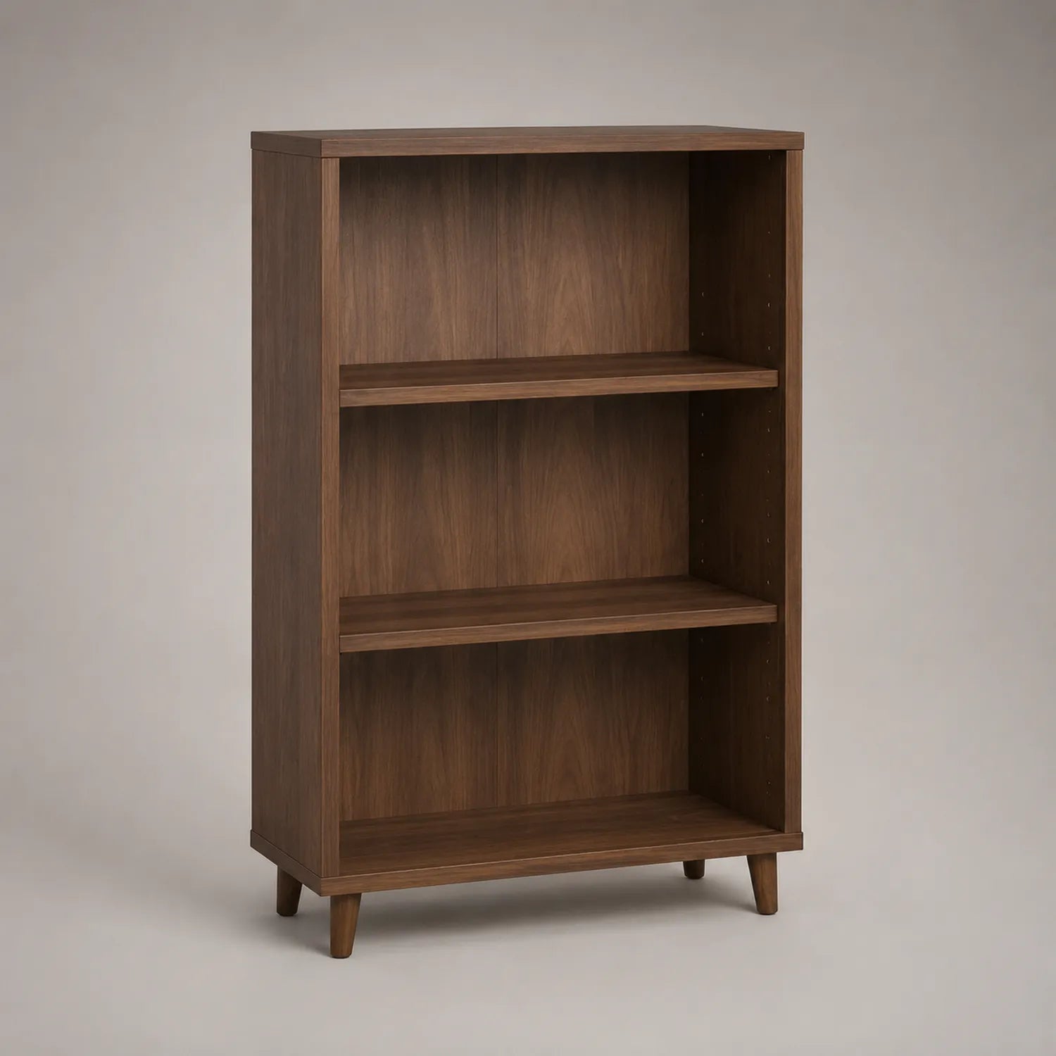 Walnussholzregal mit 3 verstellbaren Böden, 120 cm hoch