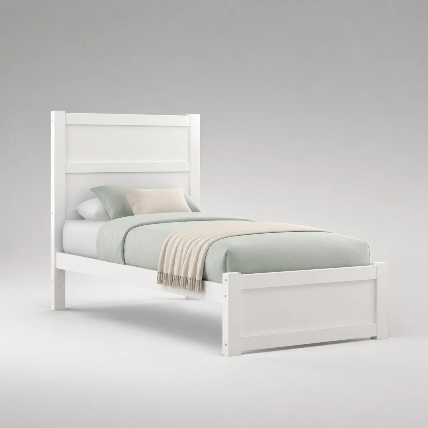 Einzelbett Holz Weiß mit Matratze und Kissen