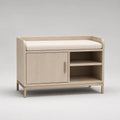 Holzbank mit Stauraum, Eiche und Polyester, Beige