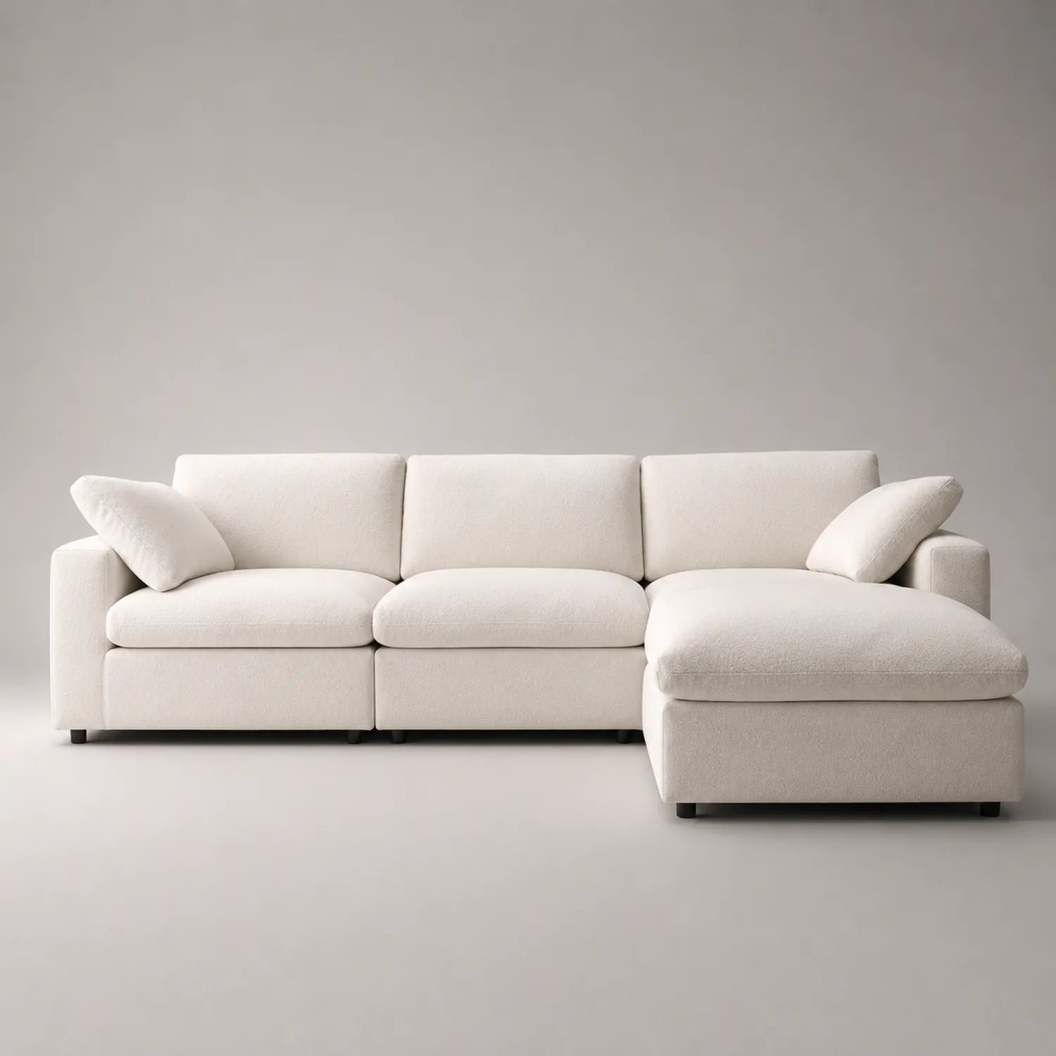 Ecksofa 3-Sitzer mit Ottomane in Stoff Beige