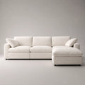 Ecksofa 3-Sitzer mit Ottomane in Stoff Beige