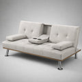 Sofa mit Bettfunktion und Getränkehalter Stoff Beige